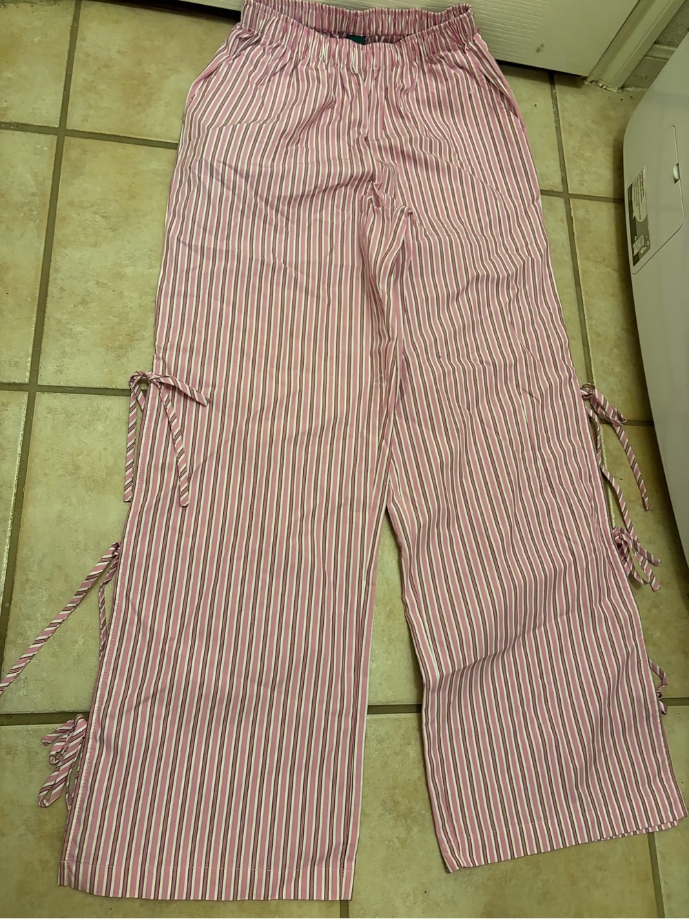 Womens wild fable Pink & White Striped Tie-Side Wide Leg Pants